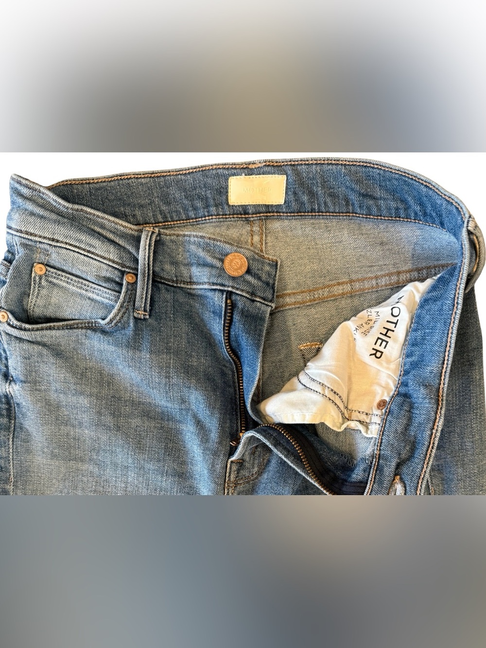 Mother Denim The Mid Rise Dazzler Ankle Camp Expert Blue Jeans Size 27 Stretch - Picture 8 of 13